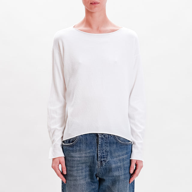 Zeroassoluto-Maglia stondata bottone sulla manica - off white