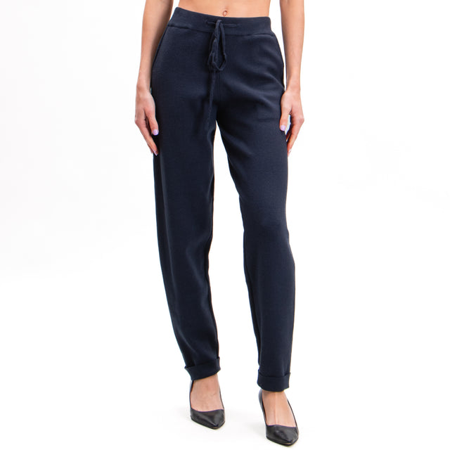 Zeroassoluto-Knitted trousers with drawstring - blue