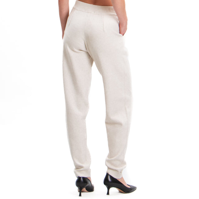 Zeroassoluto-Pantalone in maglia con coulisse - gesso