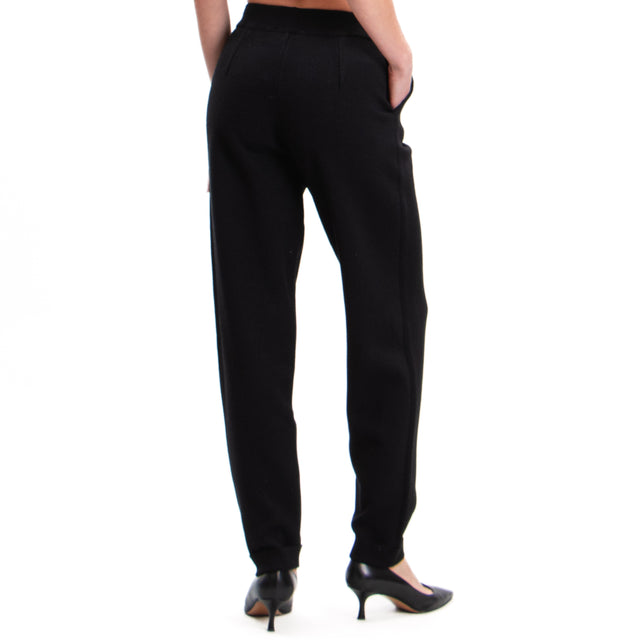 Zeroassoluto-Pantalone in maglia con coulisse - nero