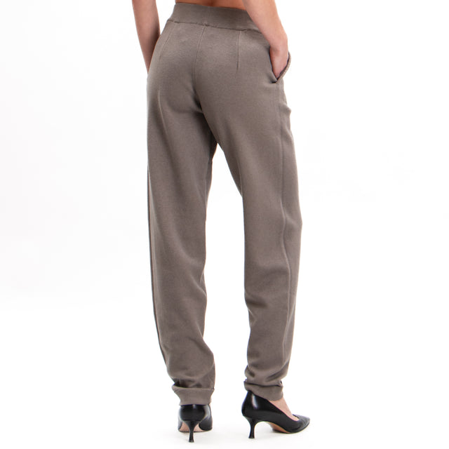 Zeroassoluto-Pantalone in maglia con coulisse - taupe