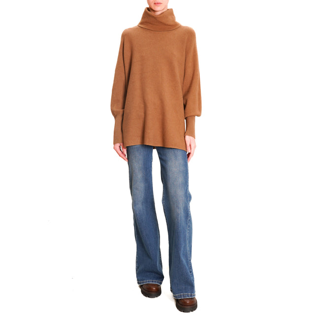 Zeroassoluto-High neck oversized sweater - camel