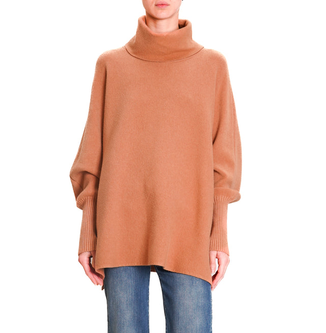 Zeroassoluto-High neck oversized sweater - cinnamon