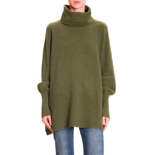 Zeroassoluto-High neck oversized sweater - military