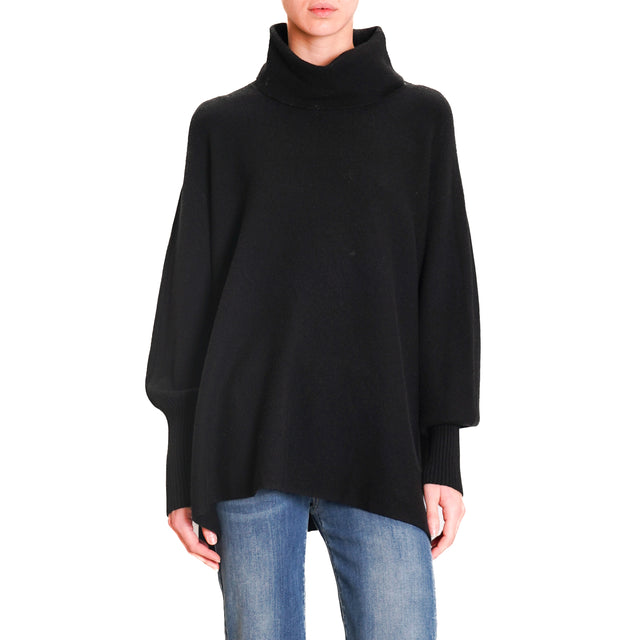 Zeroassoluto-High neck oversized sweater - black