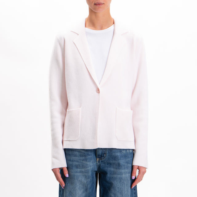 Zeroassoluto-1 Button Knit Jacket with Pockets - Light Pink