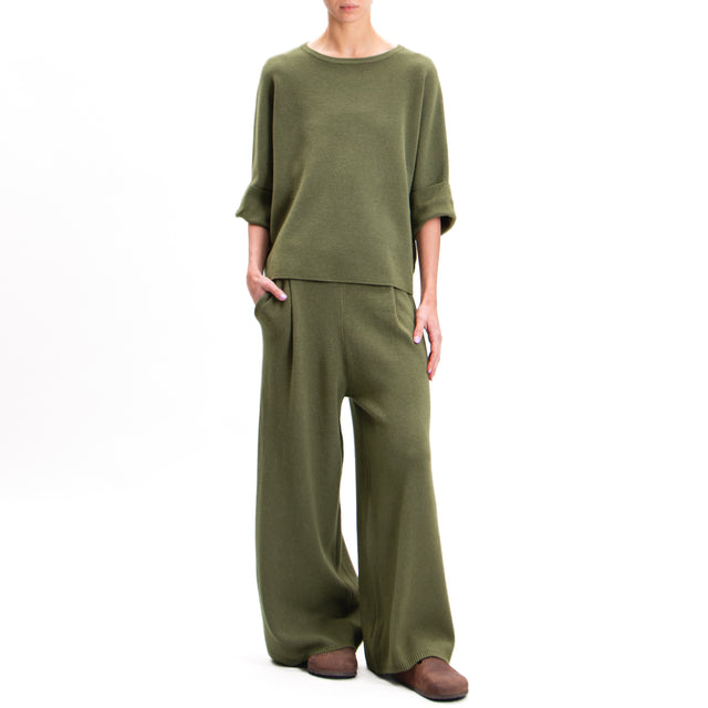 Zeroassoluto-Pantalone in maglia con pinces - militare