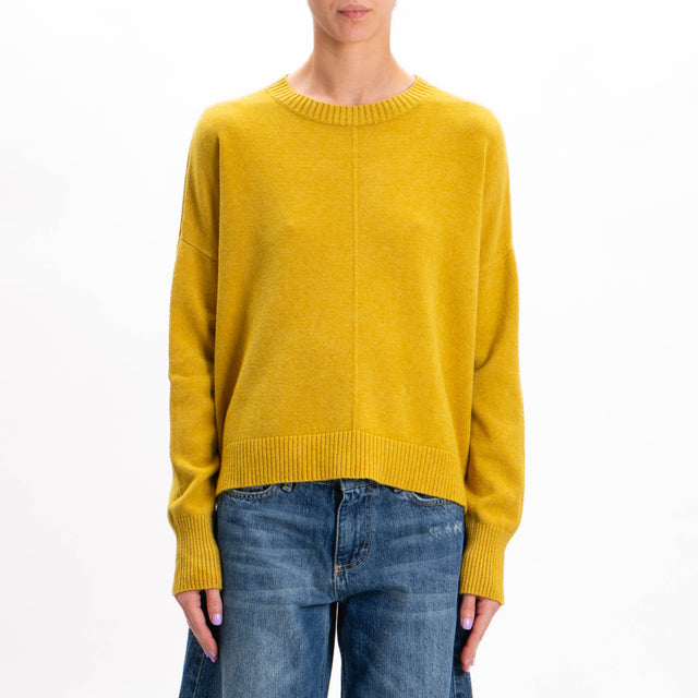 Zeroassoluto-Crewneck sweater with central stripe - oil