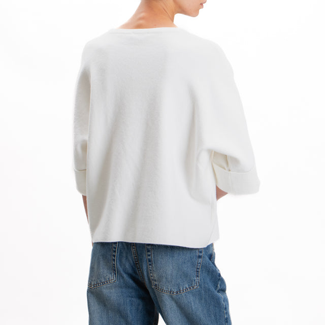 Zeroassoluto-Maglia scatola manica 3/4 - off white