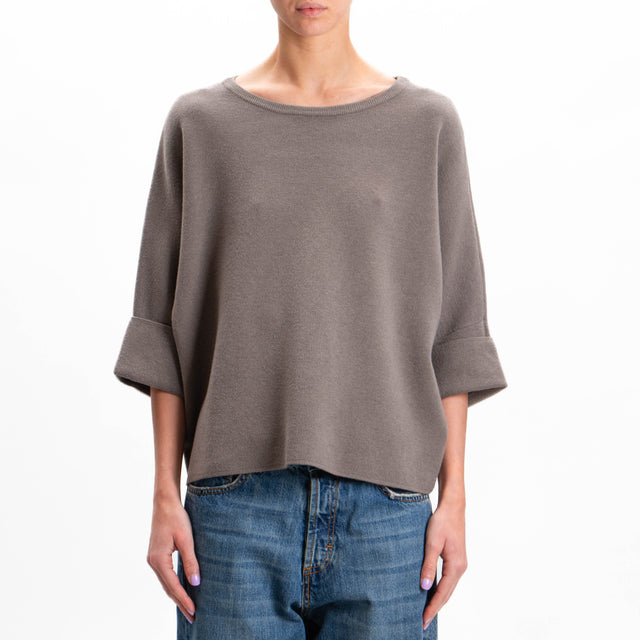 Zeroassoluto-3/4 sleeve box jersey - taupe