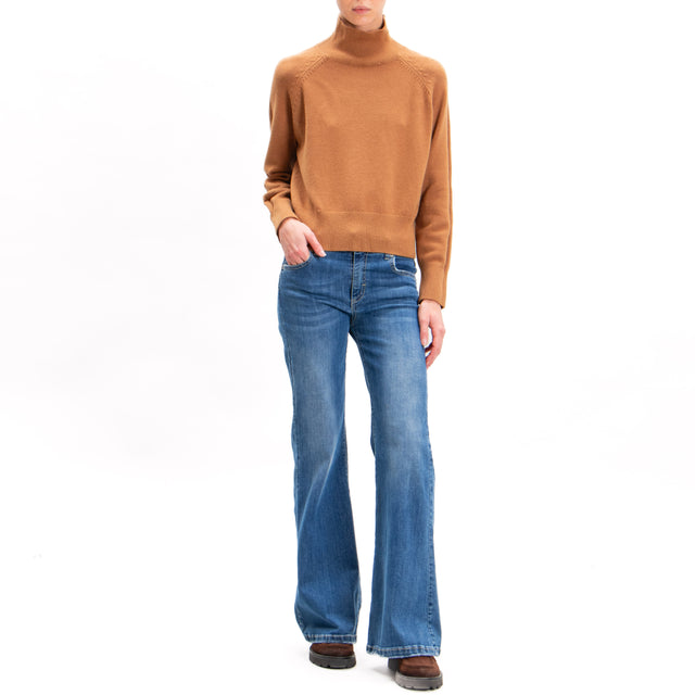 Zeroassoluto-Mounted neck sweater - camel