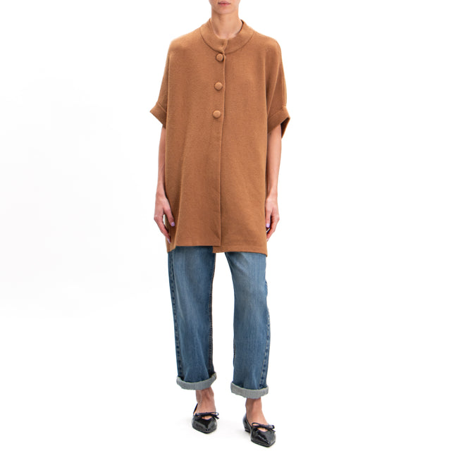 Zeroassoluto-Giacca over in maglia - camel