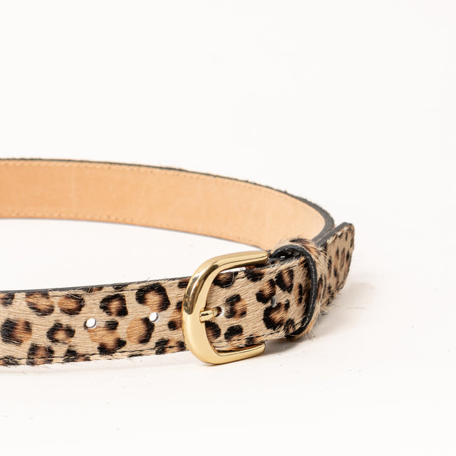 Zeroassoluto-Spotted pony belt - beige/black