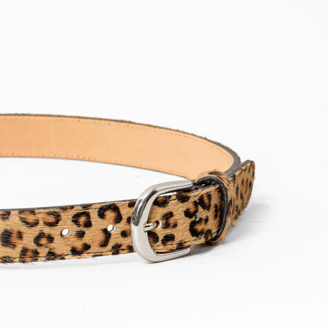 Zeroassoluto-Spotted pony belt - beige/black