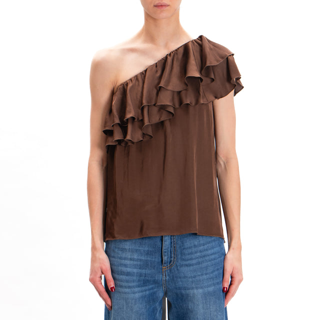 Tensione in-Blusa satin monospalla - caffe'