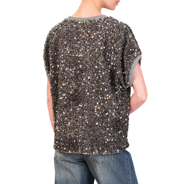 Motel-Blusa con paillettes - grigio