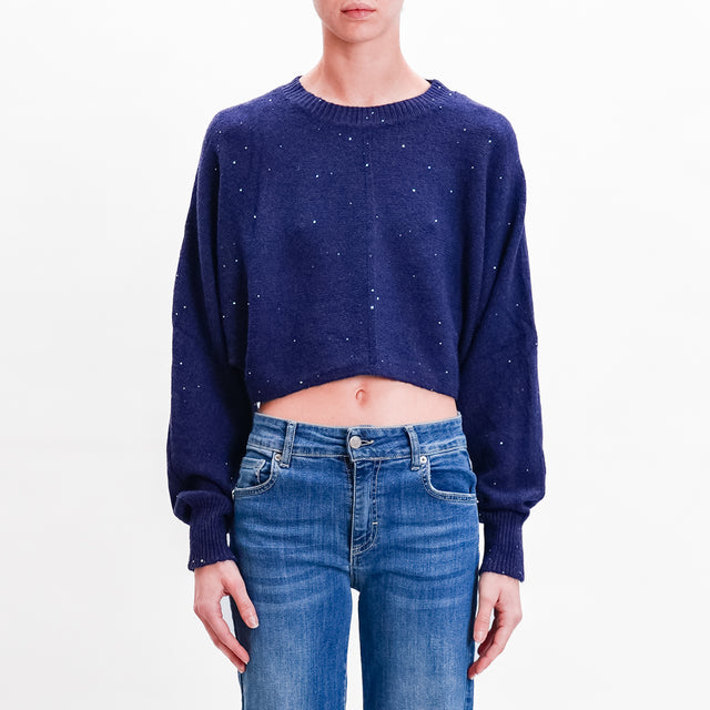 Haveone-Maglia crop micro paillettes - blu