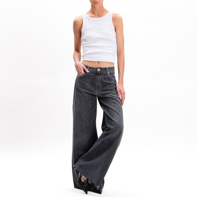 Zeroassoluto-Jeans JURI wide leg orlo taglio vivo - nero