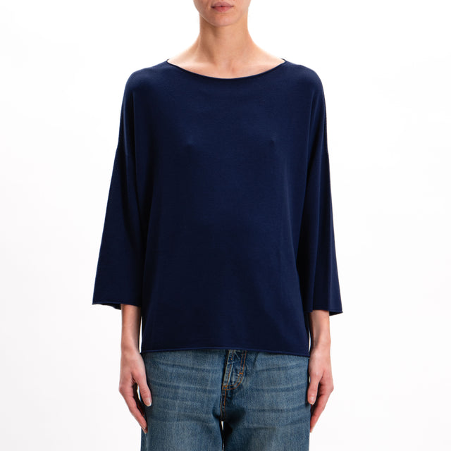 Kontatto-Oversized Crewneck Sweater - Blue