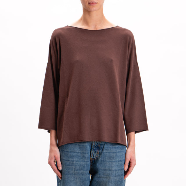 Kontatto-Oversized Crewneck Sweater - Cocoa