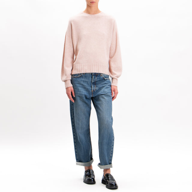 Kontatto-Ribbed Crewneck Sweater - Pink