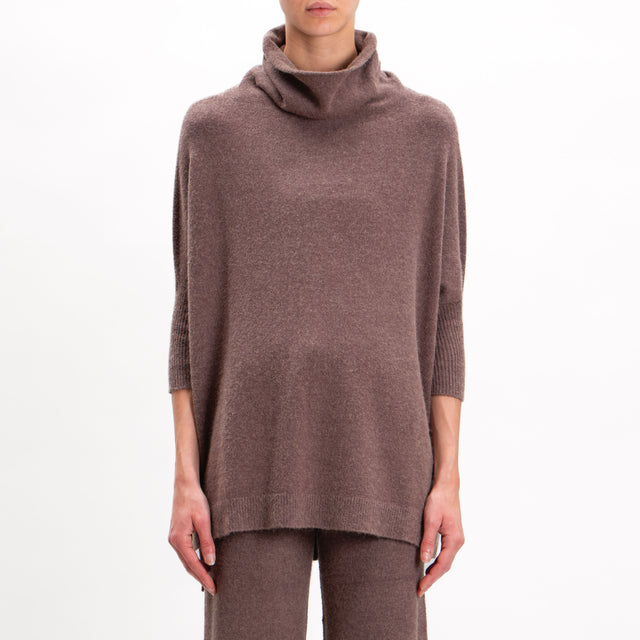 Kontatto-Oversized Cowl Neck Sweater - Coffee