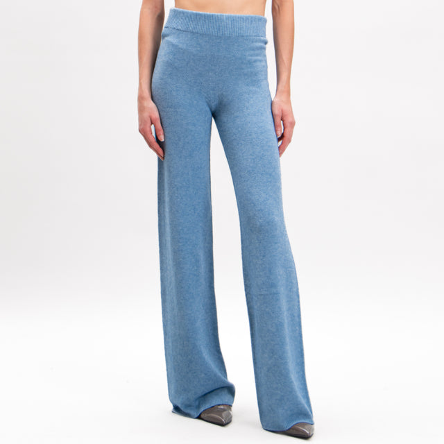 Kontatto-Elastic waist knitted trousers - sugar paper