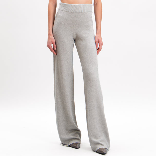 Kontatto-Elastic waist knitted trousers - light grey