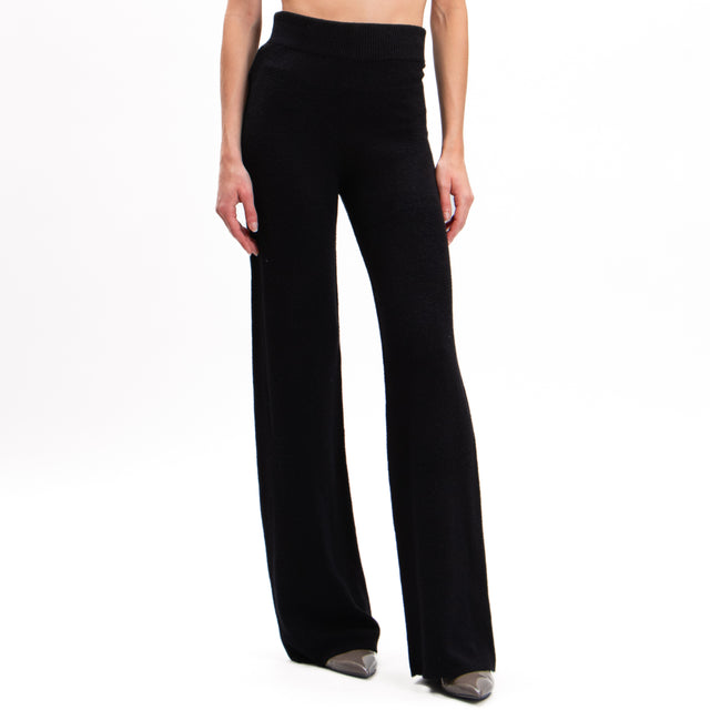 Kontatto-Elastic waist knitted trousers - black