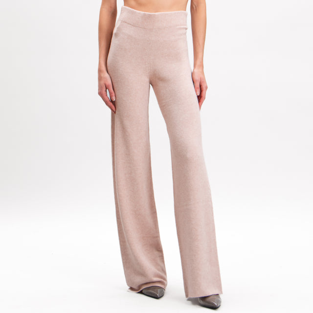 Kontatto-Elastic waist knitted trousers - pink