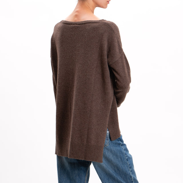 Kontatto-Maglia misto cashmere spacchi laterali - caffe'