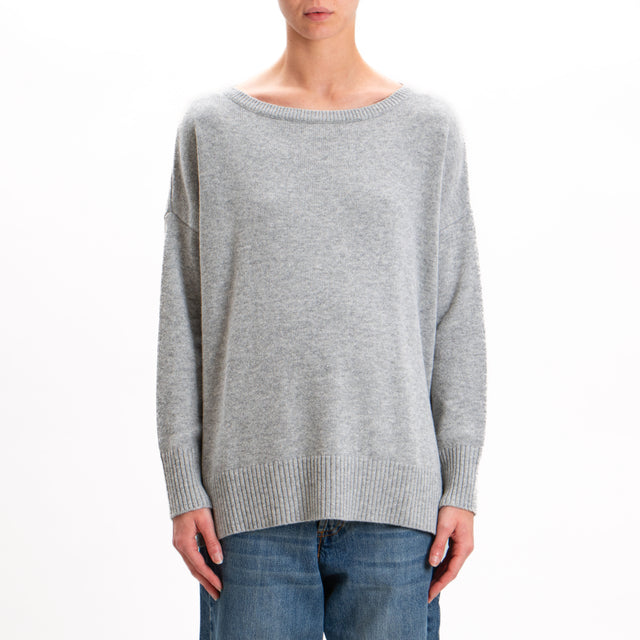 Kontatto-Maglia misto cashmere spacchi laterali - grigio chiaro