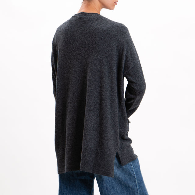 Kontatto-Cardigan over con tasche misto cashmere - antracite