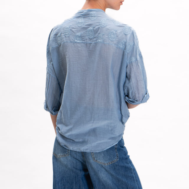 Tensione in-Camicia mussola misto seta con ricami - jeans