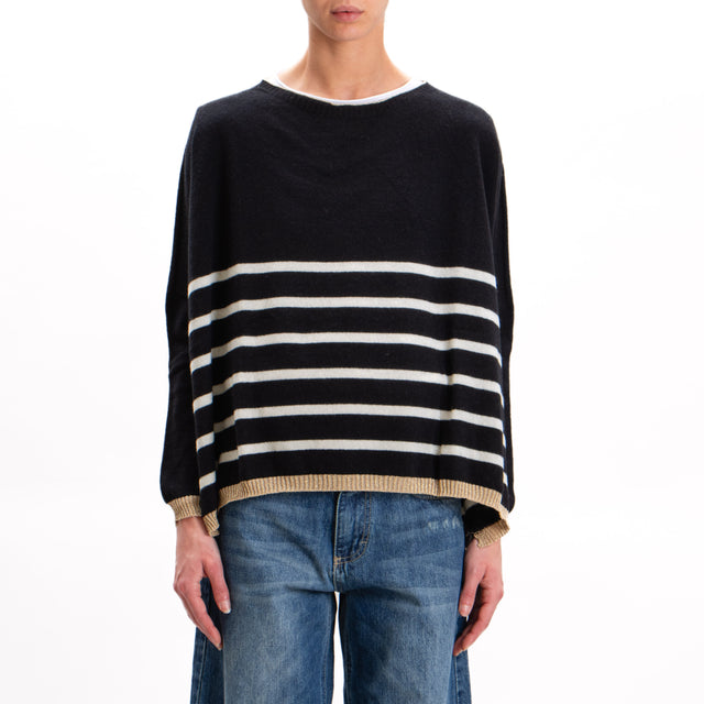 Vicolo-Maglia oversize righe misto cashmere - oro/nero/latte