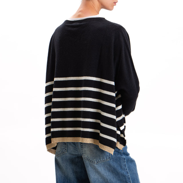 Vicolo-Maglia oversize righe misto cashmere - oro/nero/latte