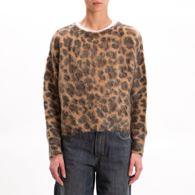 Vicolo-Maglia mohair maculata - beige/black