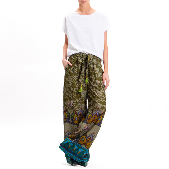 Wu'side-Pantalone fantasia con coulisse - salvia/militare/royal