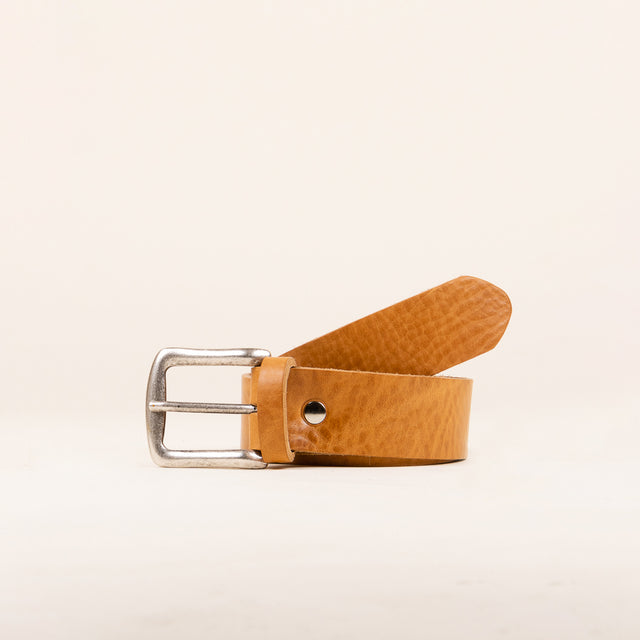 zeroassoluto-Leather belt with buckle - light leather