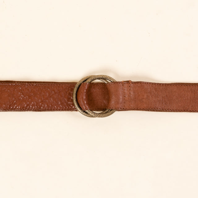 Zeroassoluto-Cintura doppio anello wax grease washed - cioccolato