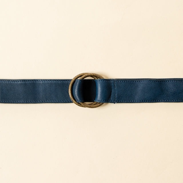 Zeroassoluto-Cintura doppio anello wax grease washed - Blu